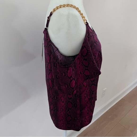Michael Kors Womens Chain Straps Cold Shoulder Snake Print Blouse |XS| - Picture 3 of 6